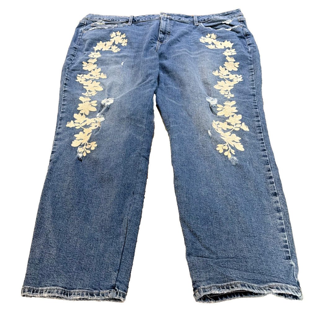 Lucky Brand Plus 24W Lolita Floral Embroidered Skinny Jeans